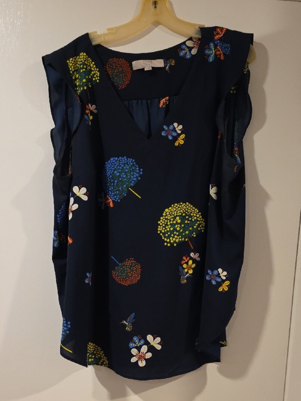 LOFT Plus Navy Textured Shift Top